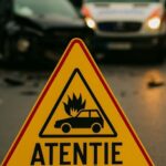 Accident în lanț pe DN 72 A, la Dragomirești. O autoutilitară a lovit două mașini, iar o șoferiță s-a răsturnat pe câmp